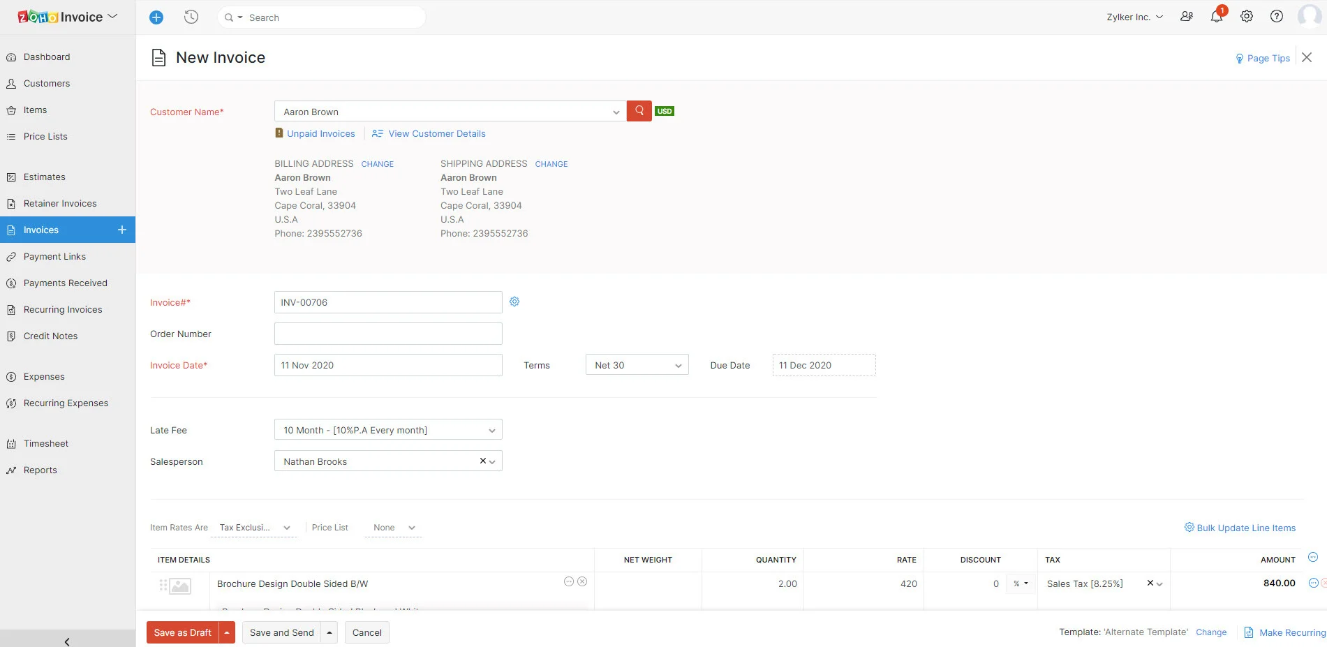 Zoho Invoice